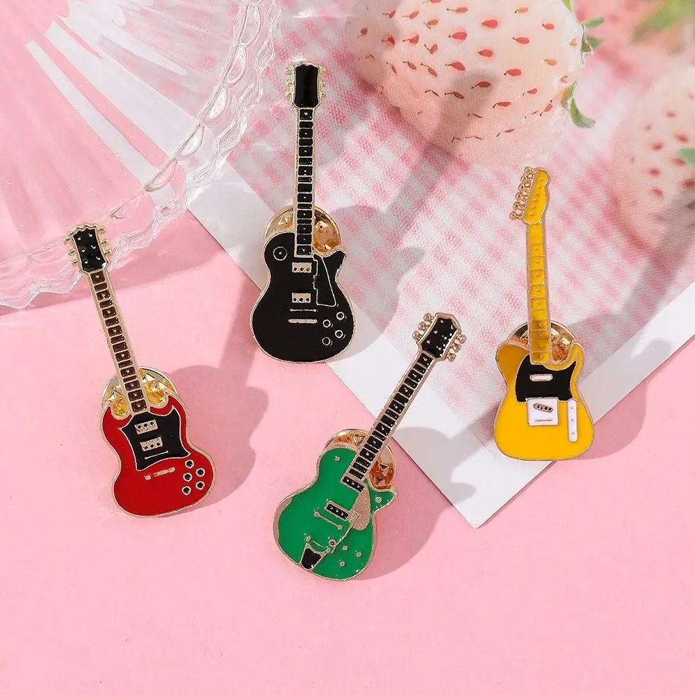 Vintage Fashion Toys - 1/2/4PCS Vintage Metal Enamel Guitar Brooch