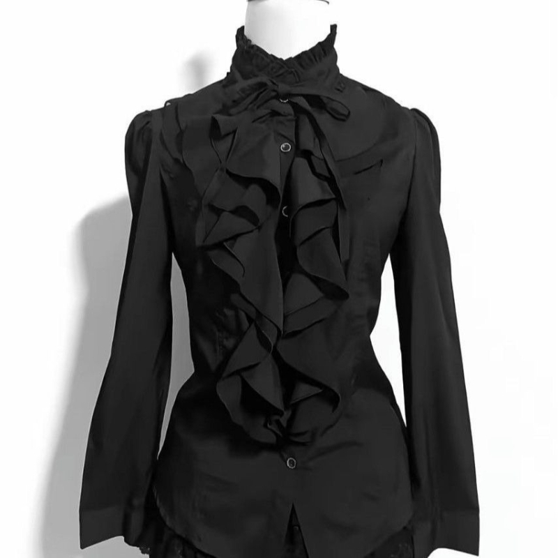 Vintage Fashion Japan - Deeptown Black Gothic Lolita Blouses Women