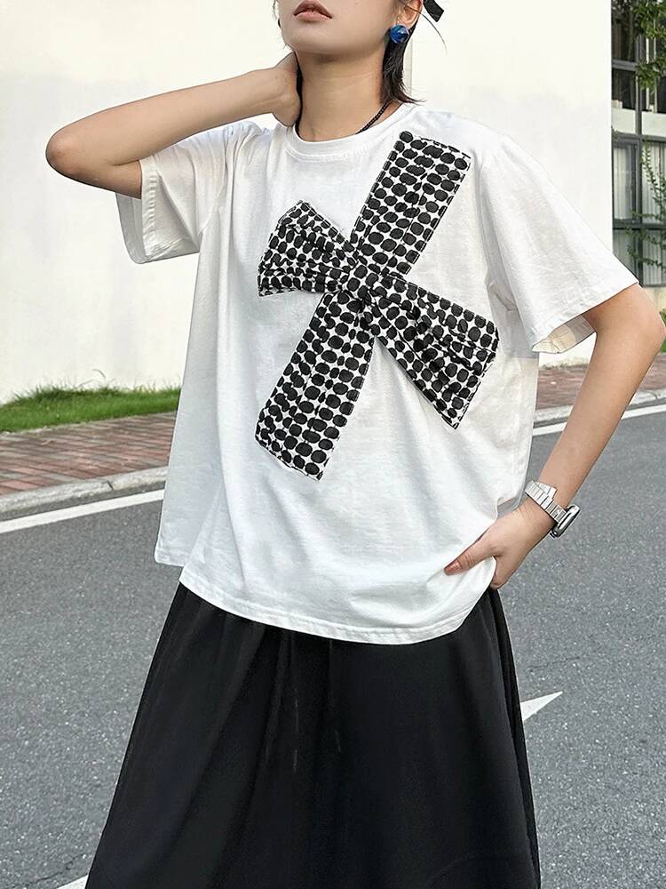 Vintage Fashion Build - Dot Women White Printed 3d Bow