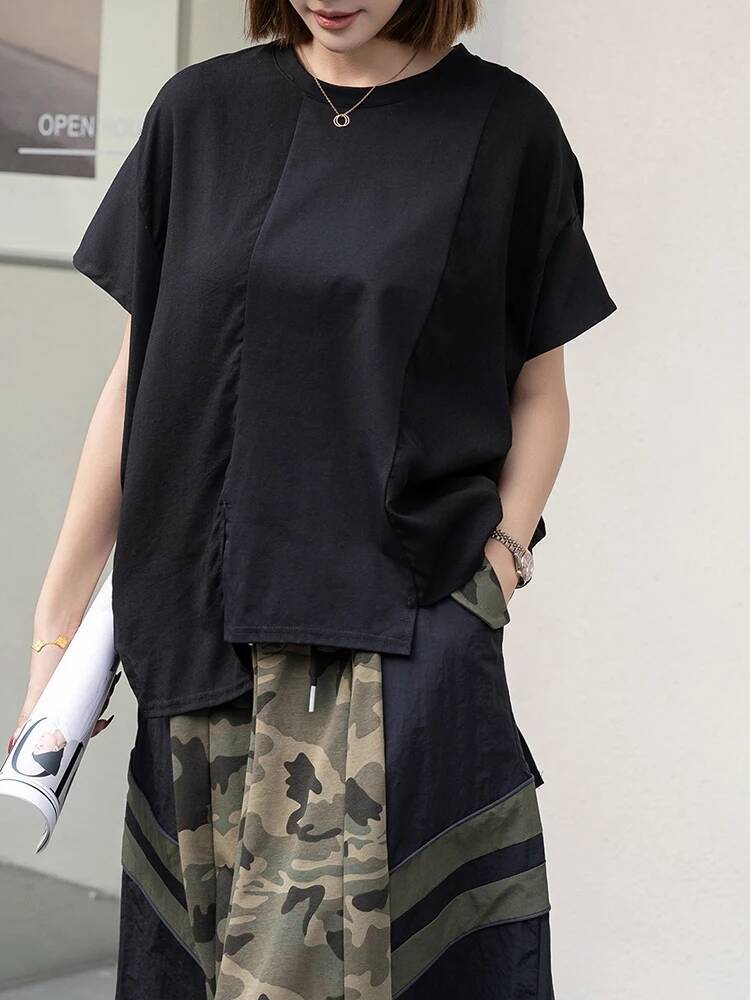 Vintage Fashion Build - Irregular Women Black Hem Big Size