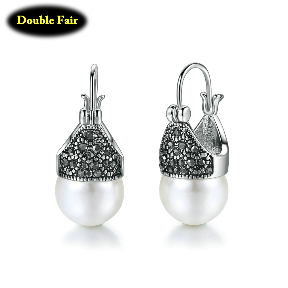 Vintage Fashion Faire - Hoop Earrings Women Round Inmitation Pearl