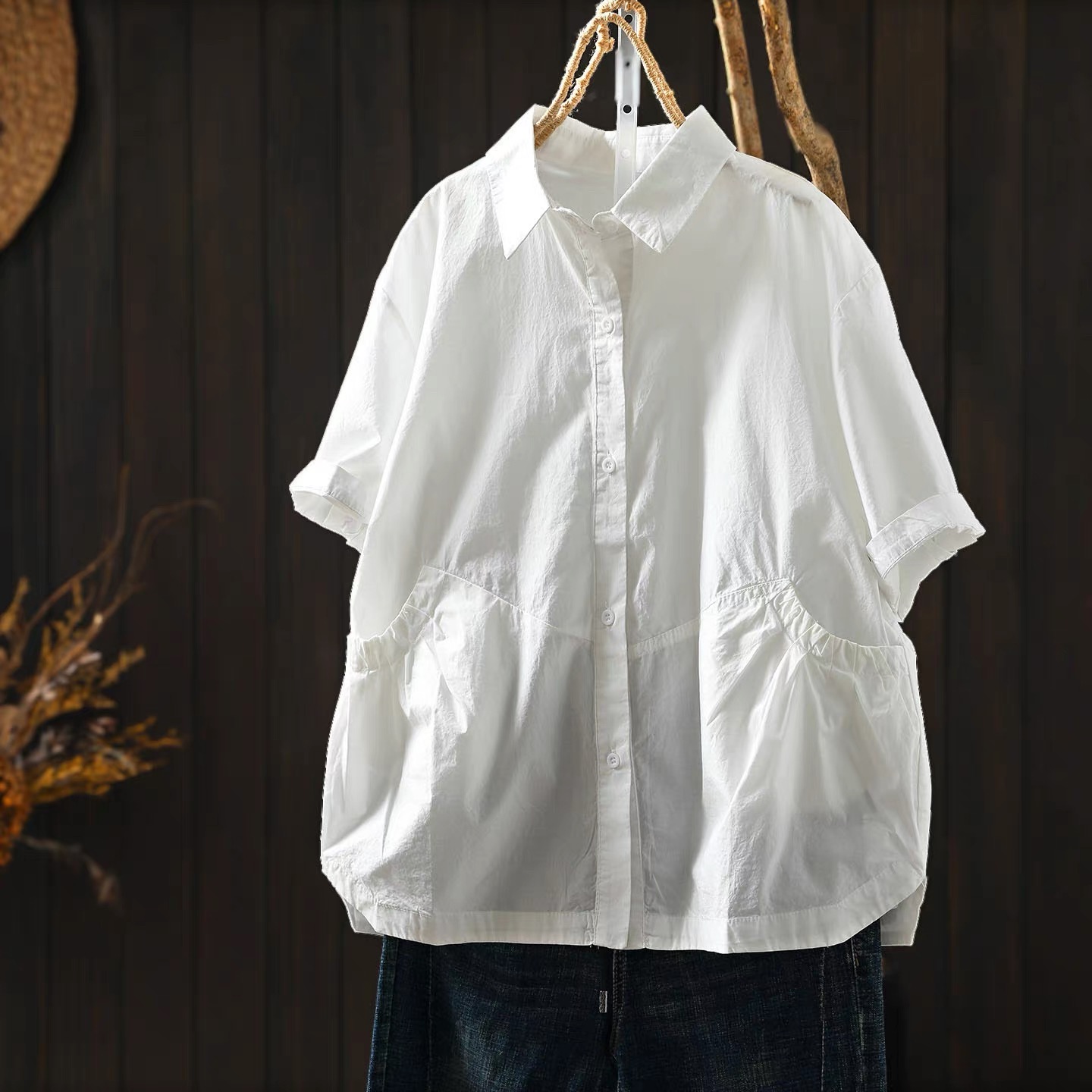 Vintage Fashion Japan - 2026 Women Vintage Washed Cotton Shirts