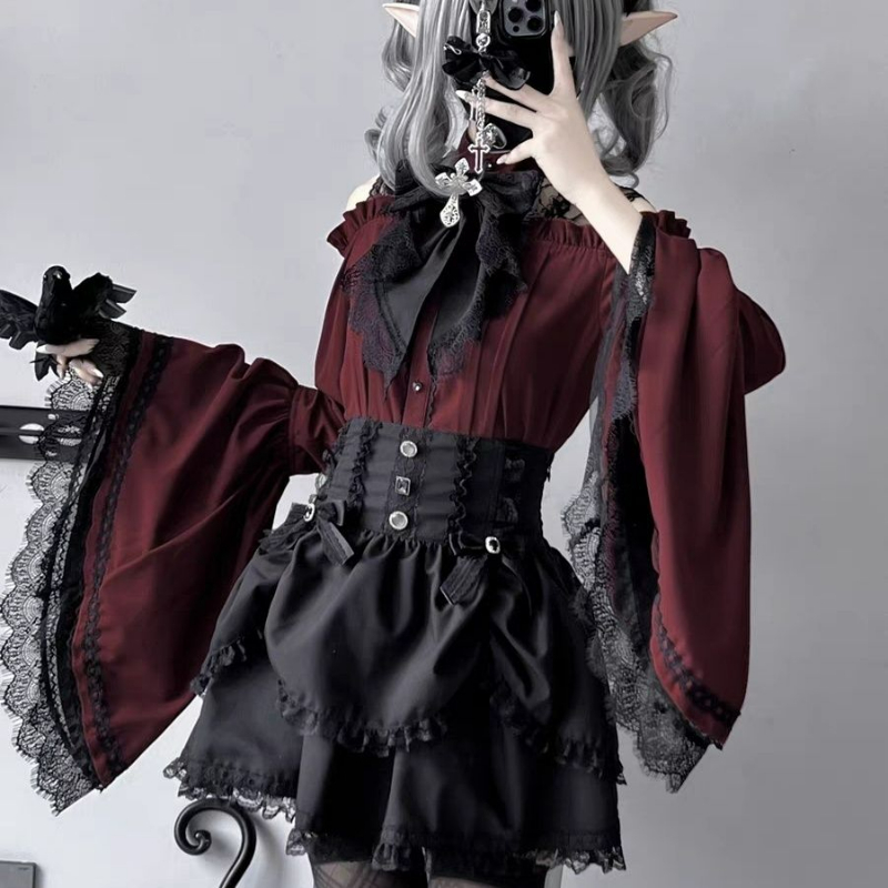 Vintage Fashion Japan - Gothic Y2k Lolita Style Shirts Women