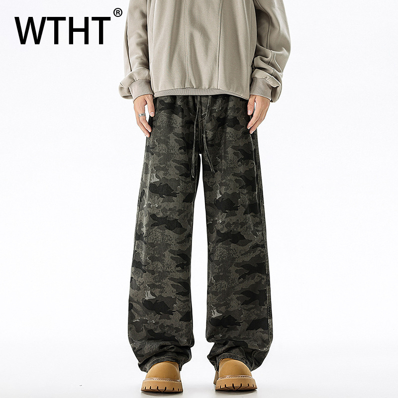 Vintage Fashion Drawings - WTHT Vintage Men's Camouflage Straight Drawing