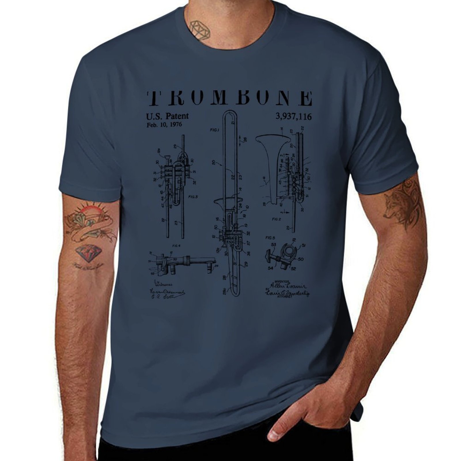 Trombone Old Vintage Patent Dr - огляд і ціна Vintage Fashion Drawings