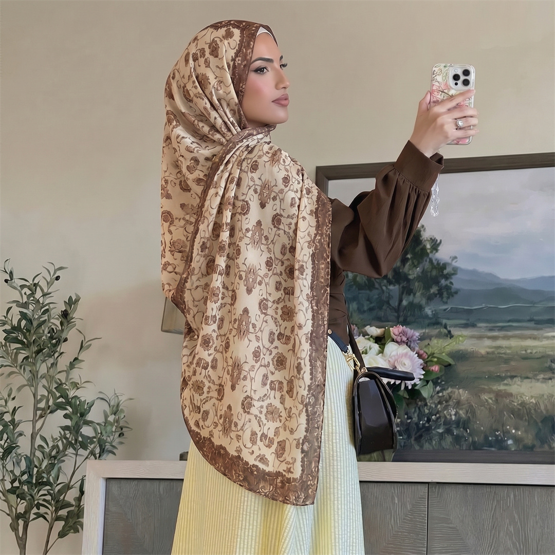 Vintage Floral Print Hijab Sof - огляд і ціна Vintage Women Fashion